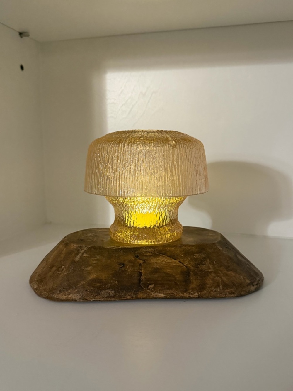 Indiana Glass Tiara Exclusives Mushroom Fairy Lamp in “Pink Ice”